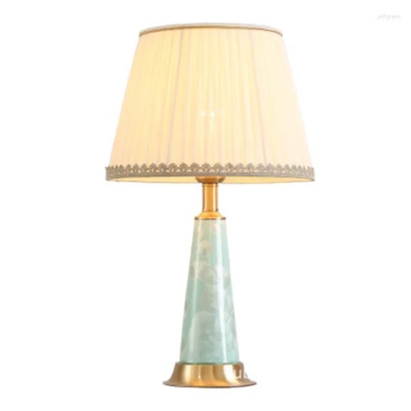 Lâmpadas de mesa elegante estilo americano lâmpada cônica de cerâmica para quarto de cabeceira de cabeceira de estudo Mesa de estudo Leitura Night Light 190137