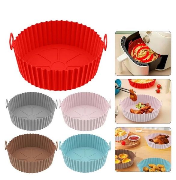 Piatto da forno in silicone Cestino Vassoio per pentola Fodera per friggitrice ad aria Accessori per forno Stampo per cottura in padella Pasticceria Bakeware Cucina Forma innovativa Riutilizzabile