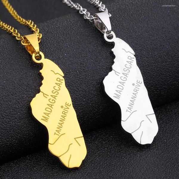 Collane con ciondolo Fashion Vintage Madagascar Mappa Lettera Coppia Collana Catena color oro argento Acciaio inossidabile per donna