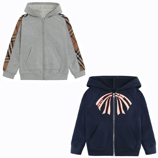 Felpe di design per bambini Abbigliamento per bambini Capispalla Felpe con cappuccio Ragazzi Ragazze Scozzese Cotone britannico Caldo Autunno e inverno Cerniera Cappotto per bambini