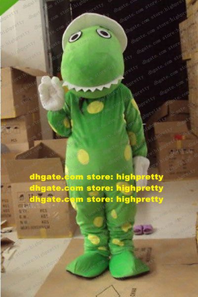 Smart Green Dinosaur Dorothy Mascot Costume Mascotte Phytodinosauria Dino Con Green Yellow Spot Pelle Adulto No.981 Nave libera