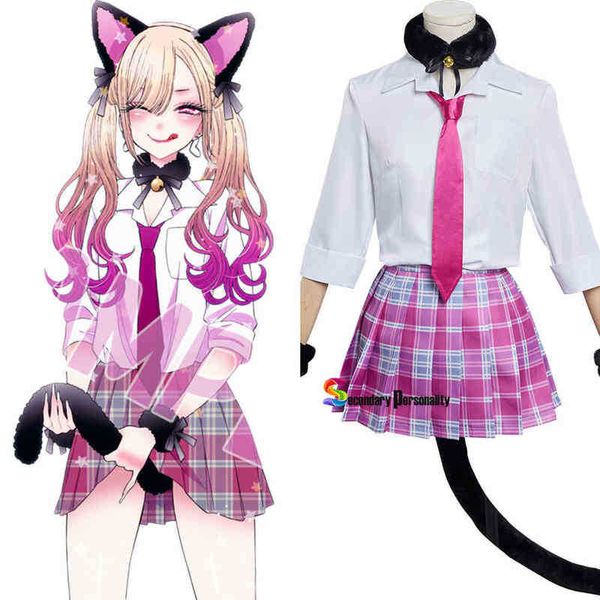 Novo anime de moda meu vestido querido kitagawa marin cosplay vestido de vestido gato garotas roupas de halloween carnaval j220720