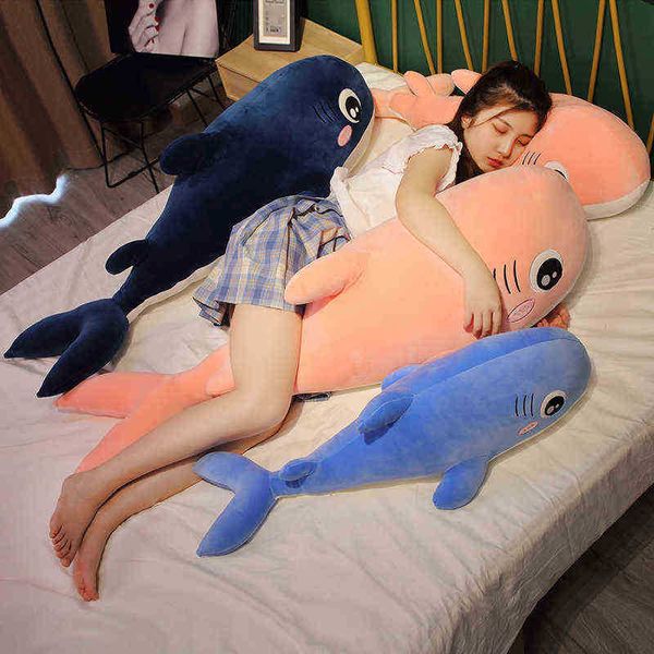 1pc 80120cm Kawaii Dolphin Plush Toy Beautiful Beautiful Eyes Big Eyes Fish Pillow Dolls para crianças Garotas Dormindo presente J220729