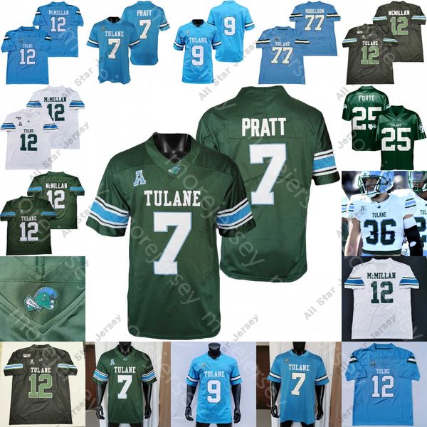 Maglia da calcio Tulane Green Wave Ncaa College Matt Forte Michael Pratt Tyjae Spears Dorian Williams Clark Keys Iii