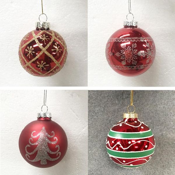 Weihnachtsdekorationen, Glaskugel, Ornamente, Anhänger, Geschenk, Außenhandel, Ladenlayout, kreativ, 6,5 cm, rot lackiert