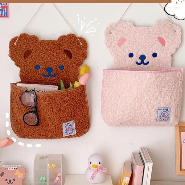 Parti del passeggino Cartone animato Simpatico orso Borsa portaoggetti a parete Tasche a marsupio sospese in morbido cotone Organizer per la casa Decorazioni per la casa H055