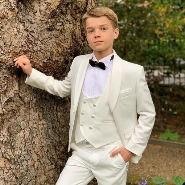 Nuovi abiti da uomo cena formale smoking ragazzo avorio ragazzini bambini per la festa nuziale ballo di fine anno indossare 3 pezzi giacca gilet pantaloni personalizzati