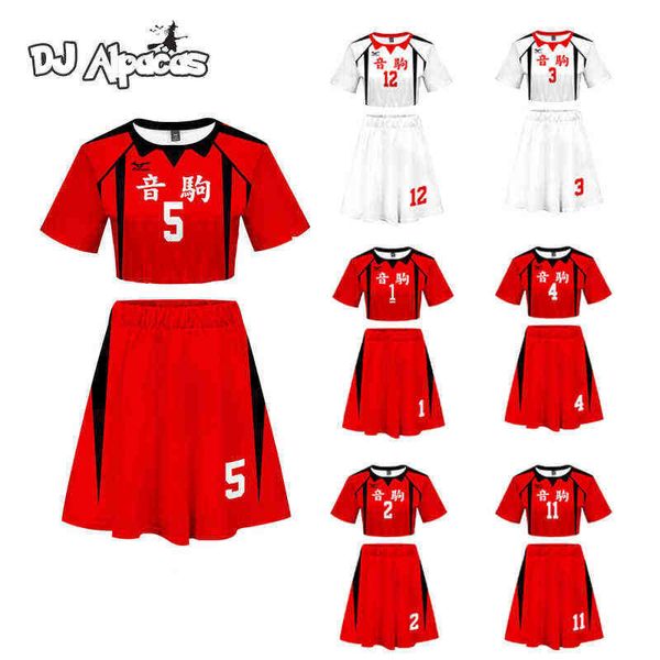 Аниме Haikyuu Cosplay Costume Top и юбка двух частей набор Wakatoshi Tendo Satori Trade Cuit Academy Academy Ushijima J220720