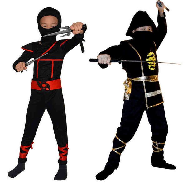 Halloween Bambini Ninja Costume Cosplay Party Giapponese Ninja Vestiti Cos Assassin Dress Up Puntelli J220720