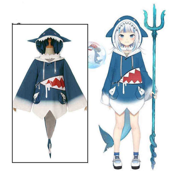 Anime Hololive Vtuber Virtual Anchor Gawr Gura Costume cosplay Parrucca Materiale con stampa a strati d'aria Adatto a varie occasioni J220720