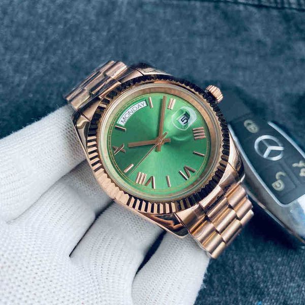 Orologio da uomo automatico in vetro zaffiro 41 mm oro argento liscio lancetta dei secondi Datejust Daydate orologi da polso meccanici luminosi