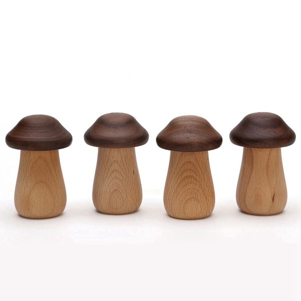 Smoking Natural Wood Dry Herb Tobacco Mushroom Style Seal Storage Box Coperchio portatile Spice Miller Custodia in legno Barattoli per bottiglie Contenitore portasigarette