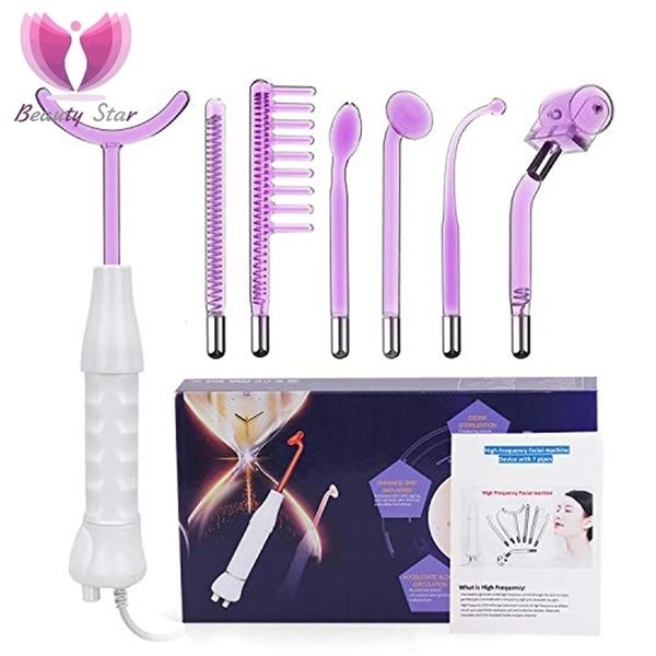 Home Beauty Instrument Beauty Star 7 Em 1 Eletrodo Tubo de Vidro Máquina de Alta Frequência Varinha de Acne Spa Cuidados com a Pele de Alta Frequência 221105