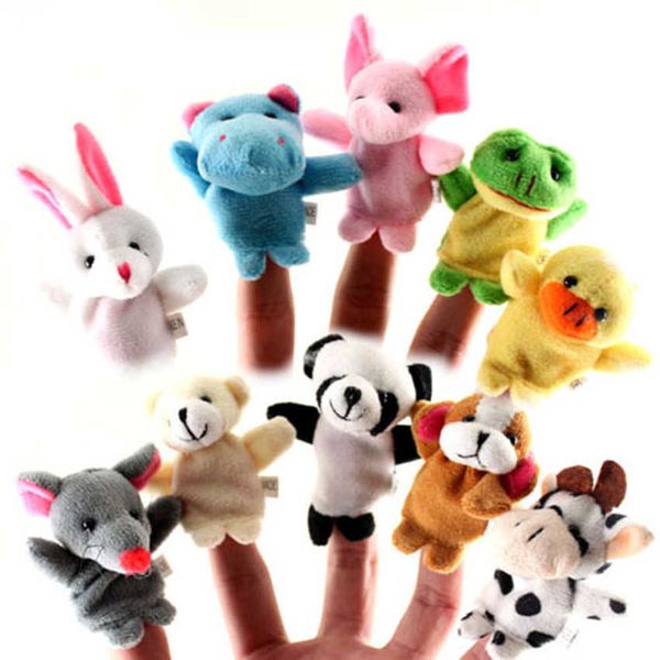 10 pezzi mini divertenti morbidi giocattoli di peluche cartoni animati animali biologici burattini da dito per bambini bambole di favore per bambini farcite