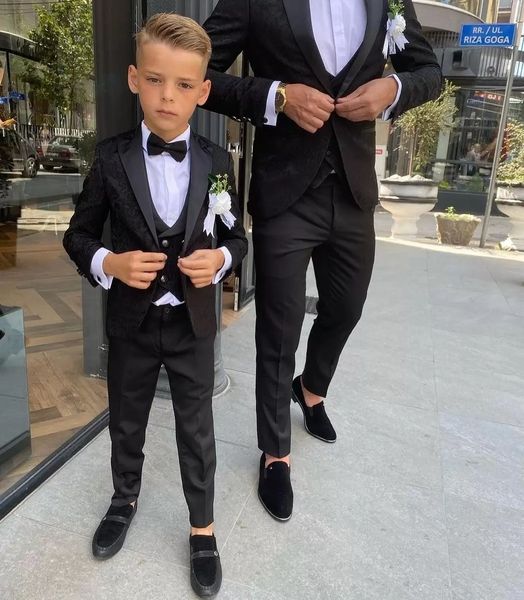 Schwarze Jungen-Formelle Anzüge, Abendessen, Smoking, kleine Jungen, Trauzeugen, Kinder für Hochzeit, Party, Abschlussball, Anzug, Tragen Sie Jacken, Weste und Hose