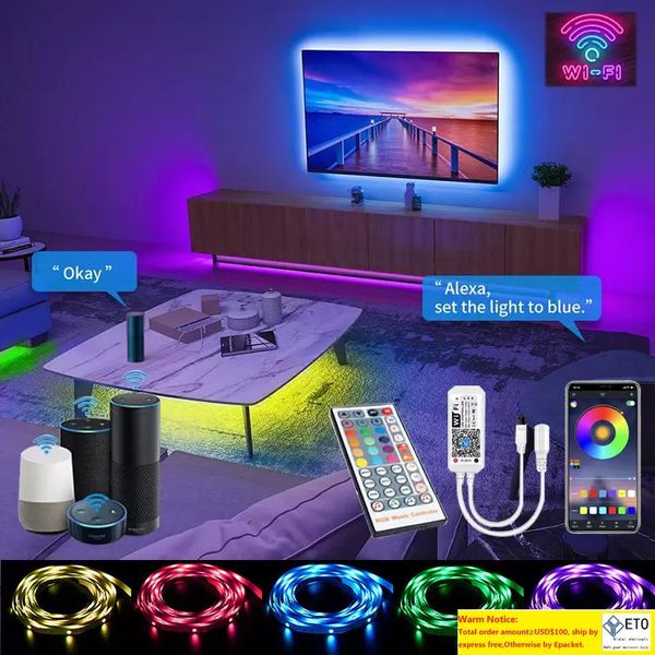 Led-streifen Lichter 5M30M Mini WIFI Mit App Steuerung Musik Sync RGB Licht 5050 SMD Band Diode Band 44 schlüssel IR Controller AC100240V Power