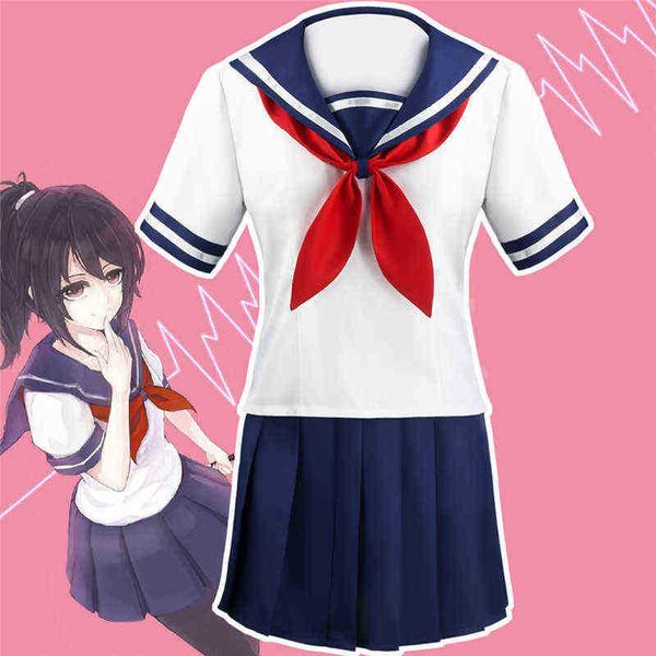 Симулятор Yandere Ayano Aish White Cotton JK Униформа школьного униформы в стиле колледжа косплей костюм игра ролевая игра J220720