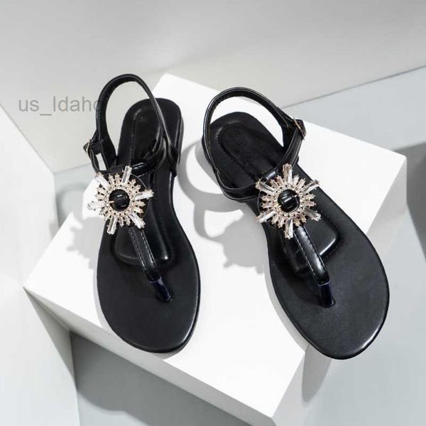 Sandalen Neuheit Sommer Sandalen Frauen Mode Lässig Strand Outdoor Flip-Flops Kristall Dekoration Damen Flache Schuhe Große Größe 37-42 L221107