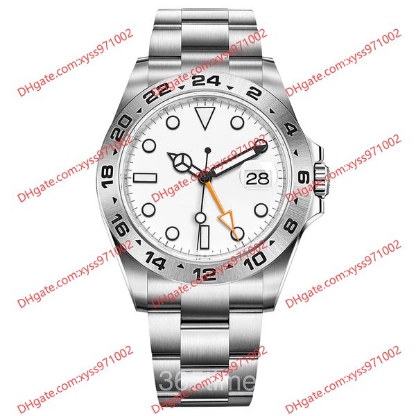 Hochwertige Uhr 2813 automatische mechanische Herrenuhr 226570 Uhren 42 mm schwarzes Zifferblatt m226570-0001 Armbanduhr orangefarbener Zeiger Edelstahlarmband Saphirglas