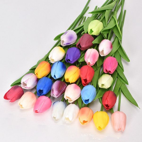 29cm Gerçek Touch Pu Tulip Yapay Çiçekler Düzenleme Buketleri Ev Ofis Dekoru Gelin Nedime Düğün Centerpieces