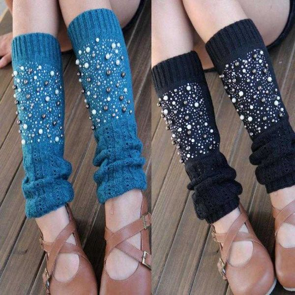 Meias Meias de beira da Coréia Twist piscando meias de glitter fofas femininas palhetas de inverno aquecedores de malha de malha moda moda de bota longa de bota longa pérola t2221107