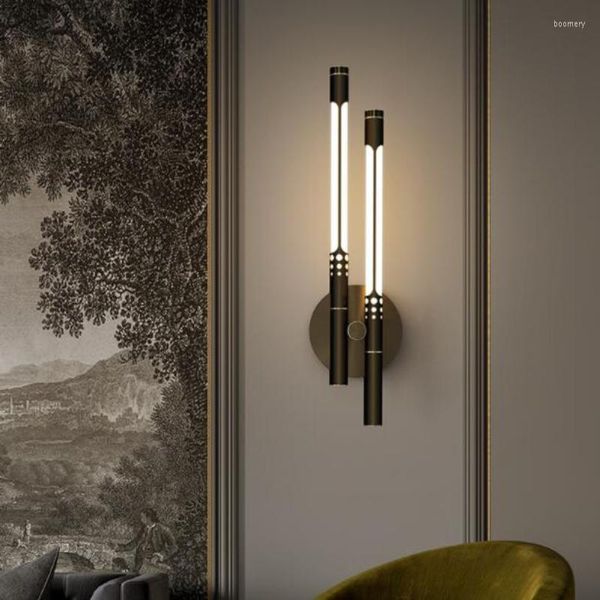 Lâmpada de parede moderna LED LED LUZ BRASS INTERIOR LONGA LONGA SALA DE ESTRADA DE BORNO DE CACURA DA CABELA PORRAGEM