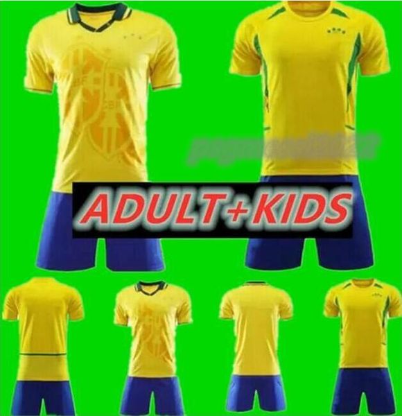 Man Kids Kit 1994 2002 Brasil Soccer Trikots Retro -Shirts Carlos Romario Ronaldo Ronaldinho Camisa de Futebol Brazils Rivaldo Adriano 666