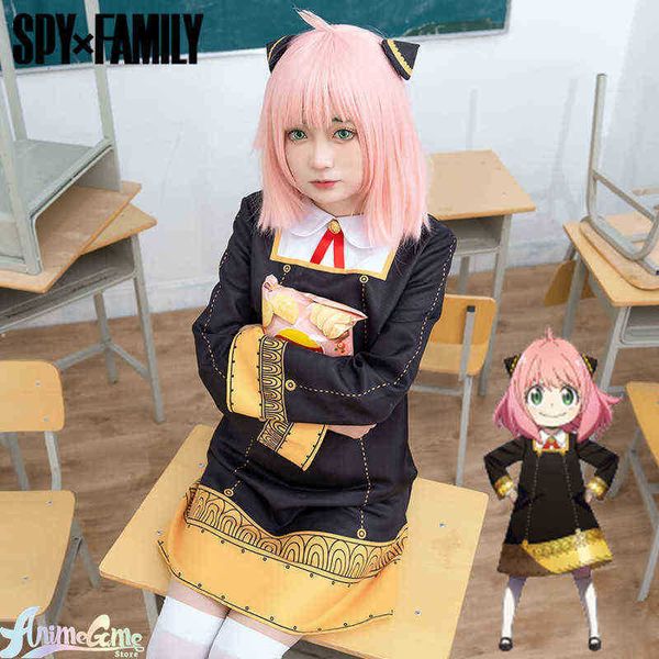 Anime espião x família anya cosplay fantasia crianças adultos vestido preto kawaii girl feminina uniforme rosa rosa roldem