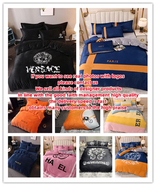 Designers de moda conjuntos de cama travesseiro tabby2pcs edredons setvelvet capa de edredão lençol confortável king colcha size264V