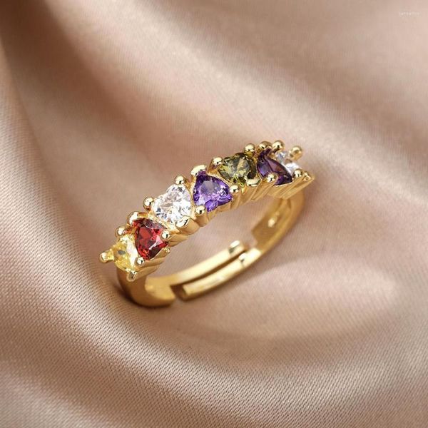 Кластерные кольца романтическое сердце для женщин многоцветная циркона классическая круглая геометрия Симпатичная пара кольцо вечеринка бохо ювелирные украшения биджо.