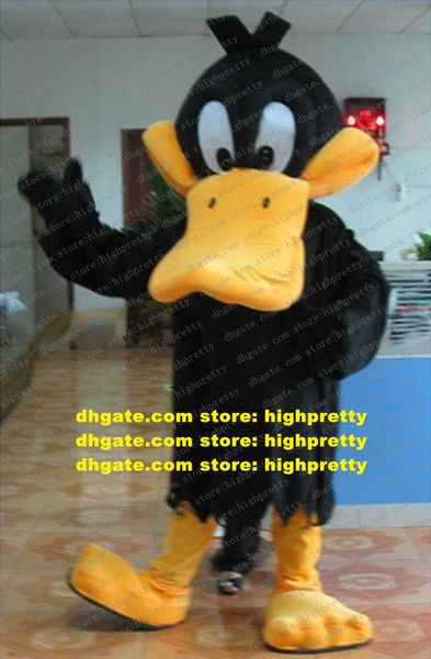 Traje de mascote inteligente Black Daffy Duck Bugs Bunny Duckling Die Ote Mascotte Cartoon com pés amarelos No.4137 Navio livre