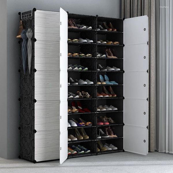 Kleidung Lagerung Multi-cube Schuh Schrank Modulare Hause DIY Organizer Schlafzimmer Wordrobe Schrank Kunststoff Rack Mit Regenschirm Aufhänger