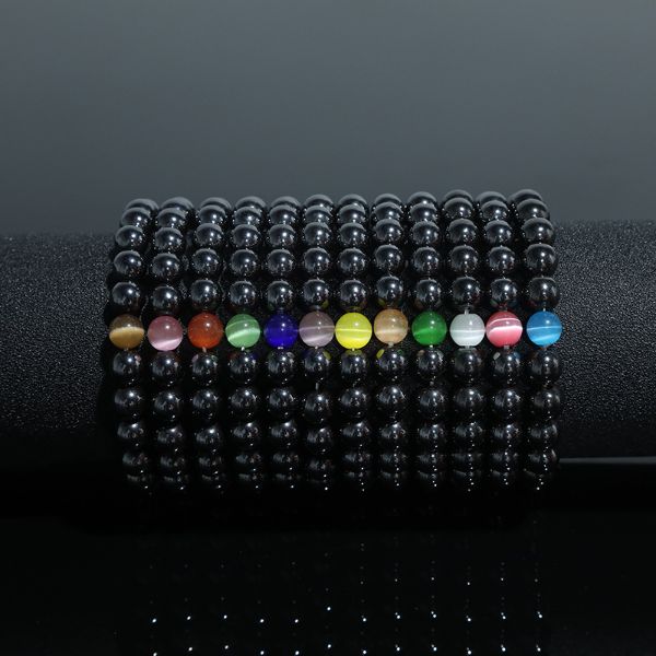Bracciale con filo di perline di opale di ematite alla moda Braccialetti regolabili con perline di occhio di gatto per regalo di gioielleria raffinata per donna e uomo