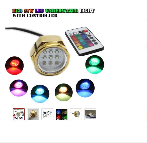 27W IP68 DC 11-28V RGB Светодиодный светодиодный светодиодный светодиодный светодиодный светодиодный светодиодный светодиодный светодиодный светодиодный светодиодный светодиодный светодиодный флажок подводной подводной сливок Realive Boat 1/2 