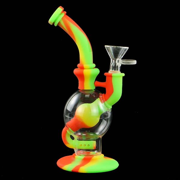 Narguilés Bola em Bola Estilo Único Bongo de Silicone e Vidro Cachimbos de Água Dab Rig Acessórios para Fumar