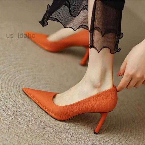 Sandalen Neueste Stil High Heels Sexy Pumps Frauen Schuhe für Klassiker Orange Grün Beige Flache Spitz Einzelne Schuhe L221107