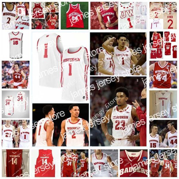 College Basketball Wears NCAA Custom UW Basketball Stitched College Jersey Sam Dekker Frank Kaminsky Ab Nicholas Ethan Happ Alando Tucker D'Mitrik Trice Brad Davis