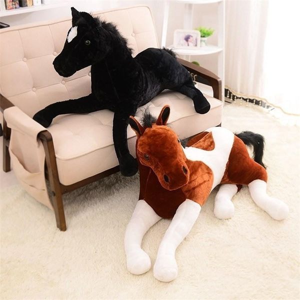 Bambole di peluche Simulazione di grandi dimensioni Animale 70x40cm Bambola incline giocattolo cavallo per regalo di compleanno 221107