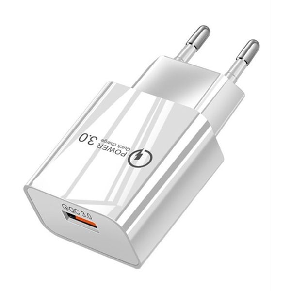 QC 3.0 Mobile Phone Fast Chargers USB Travel Wall Зарядка 18W Quick Charger US EU Pult Power Adapter Smart Security