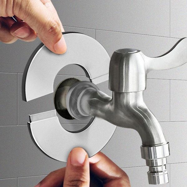 Rubinetti da cucina Coperchio per tubo dell'acqua in acciaio inossidabile Flangia a parete Rubinetto per doccia autoadesivo Tappo decorativo Accessori per rubinetto da bagno