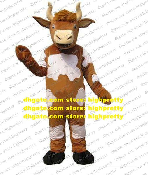 Costume mascotte vivace marrone mucca da latte latte mucca toro bue bovini da latte vitello bovini punto bianco scarpe nere n. 4805