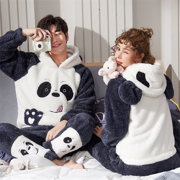 Menas de sono para menores de sono de inverno quente casal de pijamas de desenho animado fofas espetados espetados, homens adultos, homens, roupas de casa de pmijama de pajama 221105