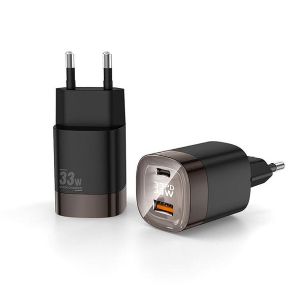 33-W-PD-Ladegerät Dual-Port-Wandladegerät mit Leistungsanzeige GaN PD3.0 USB-C-Schnellladegeräte 30-W-USB-A-Netzteil für iPhone 14 13 Pro Max iPad Samsung Galaxy S22