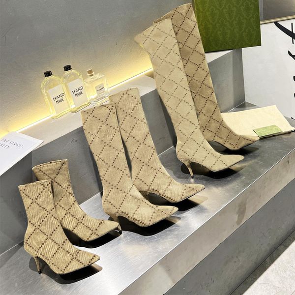 Autumn Winter Letter Boots Long Fashion Boot apontado Sexy Stiletto salto fino