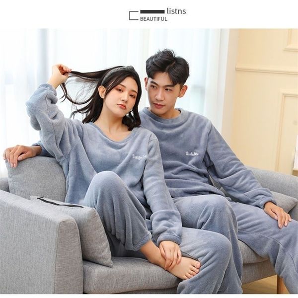 Pijamas de inverno de roupas de sono masculinas fatos de lã de coral de coral espessados ​​para casais de casais Pijamas 221105