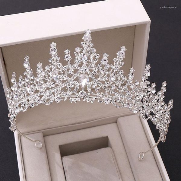 Copricapo Diadema da sposa con corona nuziale in rilievo con strass di lusso per la festa nuziale