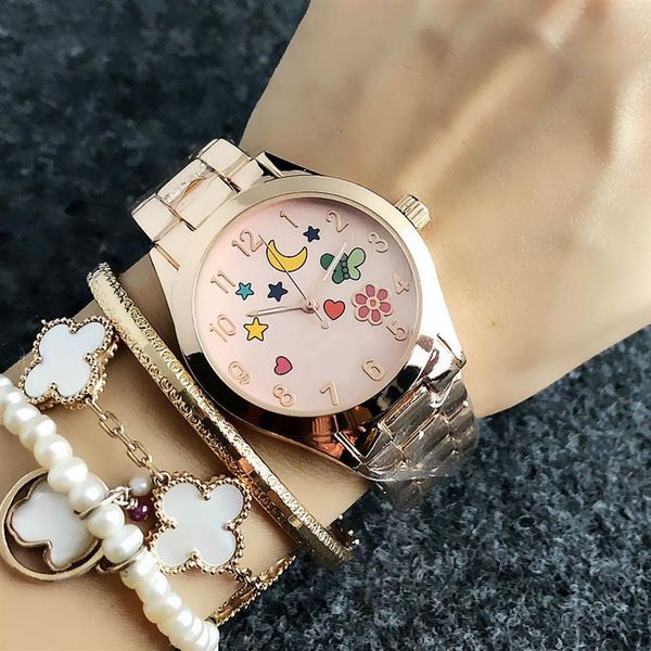 Orologi di marca di moda Orologio da polso al quarzo T140237h con cinturino in metallo stile stella farfalla da donna