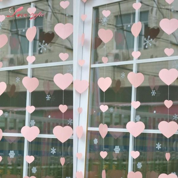 Decoração de festa 1pc 2.1m forma de coração pendurado papel de guirlanda floral para suprimentos domésticos banner de casamento