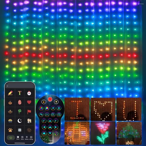 Strings Smart Christmas LED LED CURTA LUZES DE APP APP CONTROLE DIY Fairy Garland Lamp for Navidad Party Party Wedding Bedroom Decoração