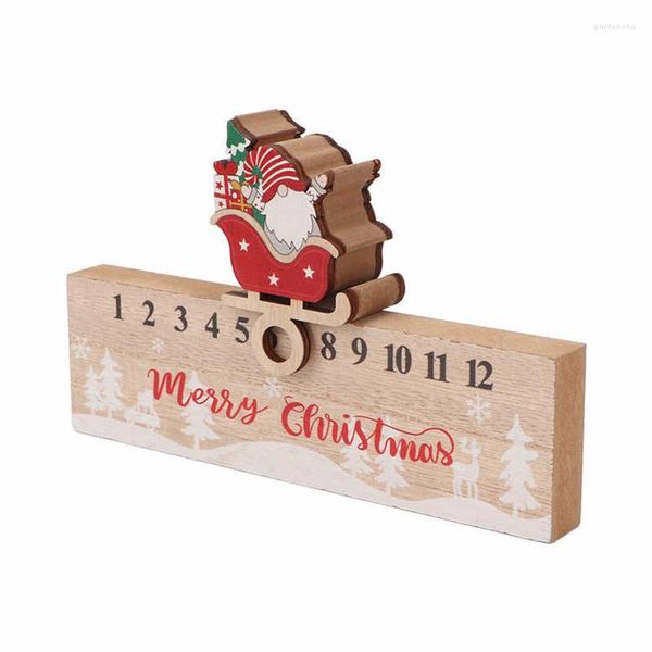 Gel per unghie Calendario conto alla rovescia Decorazione Simpatico blocco da tavolo in legno composito di Natale Stile vintage scorrevole per Home Cafe